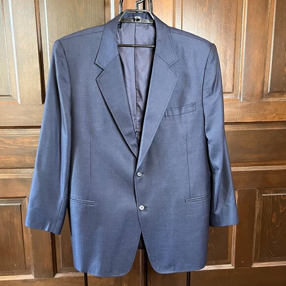 Four Seasons x Ego Italia Mens Vintage Wool Sport Coat Suit Jacket Blue Size 48L - Picture 1 of 11